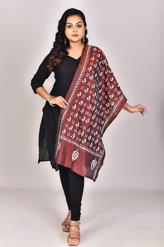 Women's Blended Silk Kantha Dupatta