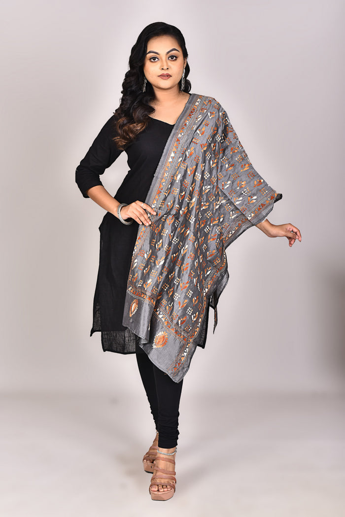 Women's Blended Silk Kantha Dupatta