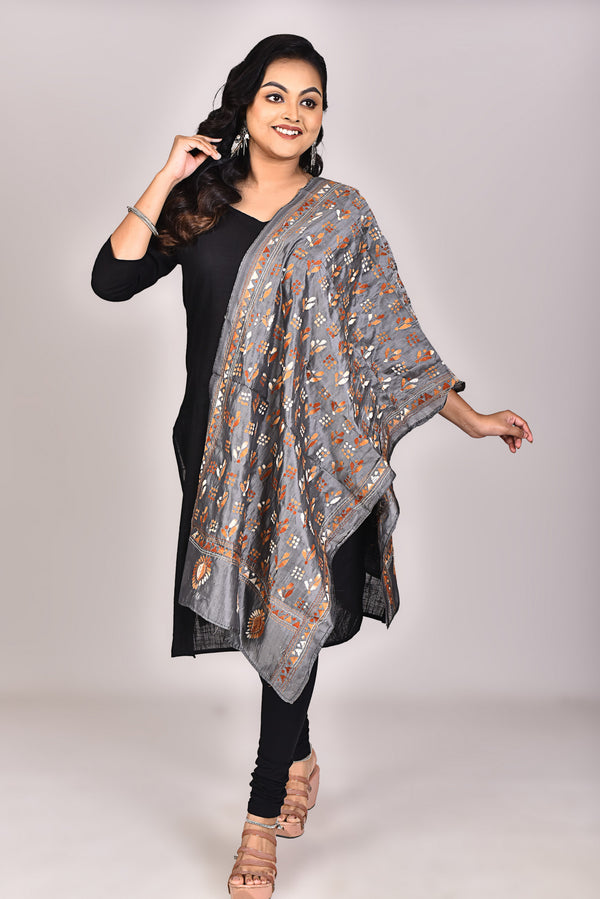 Women's Blended Silk Kantha Dupatta