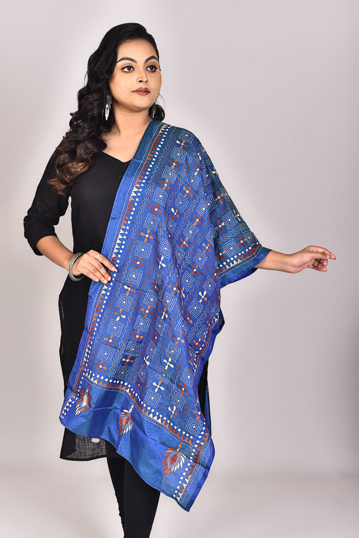 Women's Blended Silk Kantha Dupatta