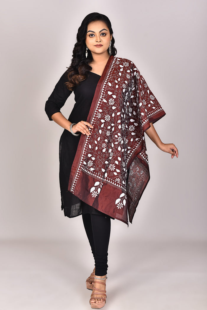 Women's Blended Silk Kantha Dupatta