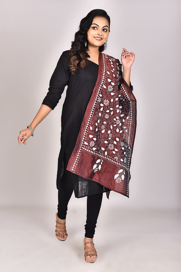 Women's Blended Silk Kantha Dupatta