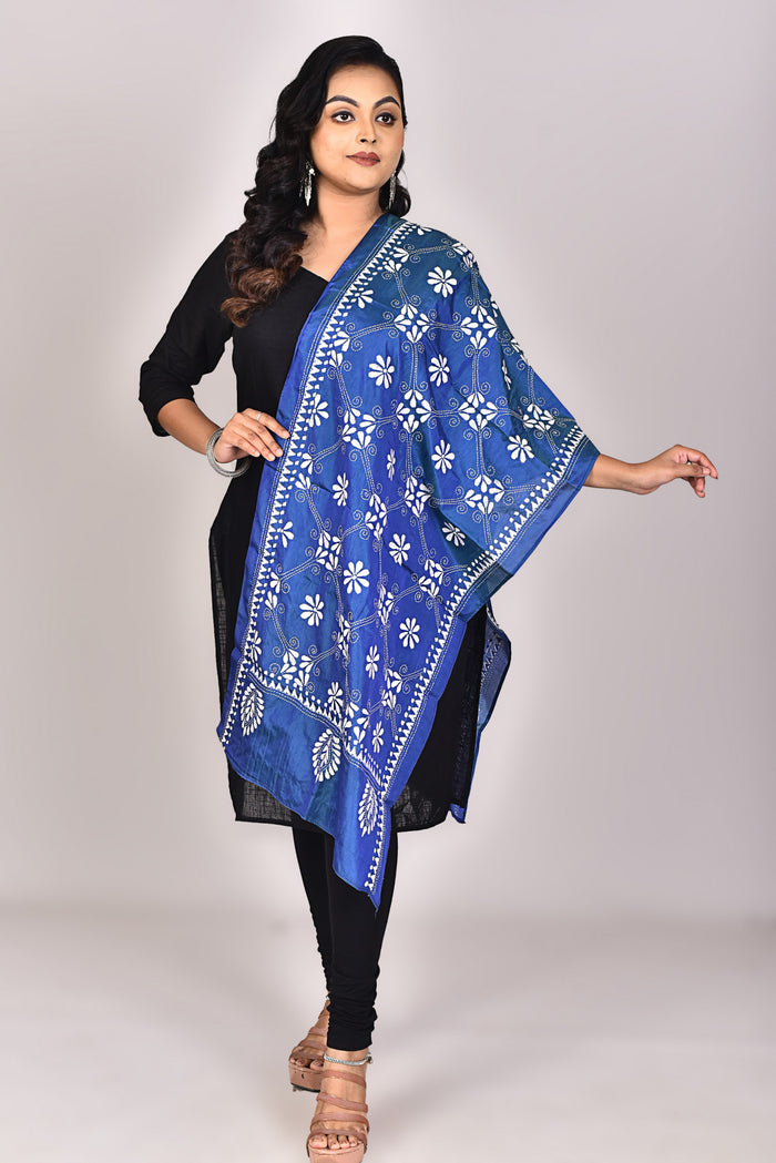 Women's Blended Silk Kantha Dupatta