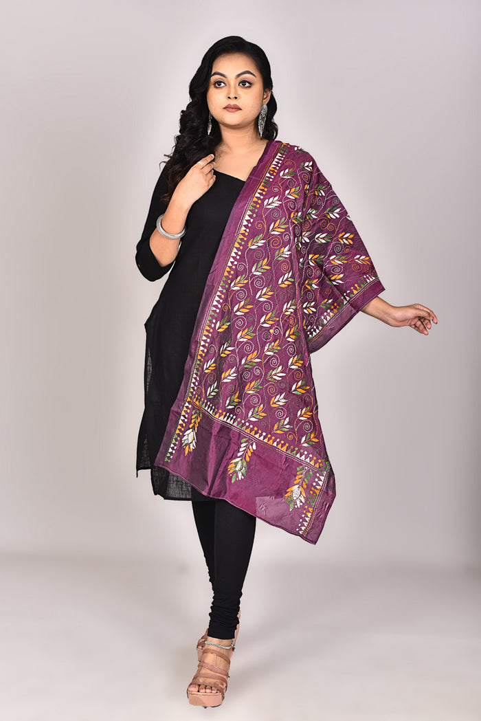Women's Blended Silk Kantha Dupatta