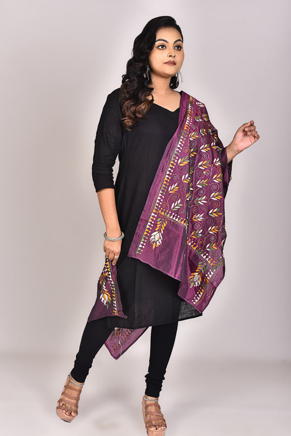 Women's Blended Silk Kantha Dupatta