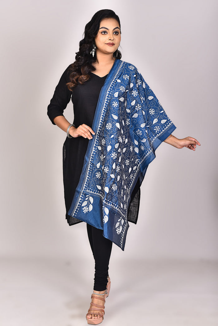 Women's Blended Silk Kantha Dupatta