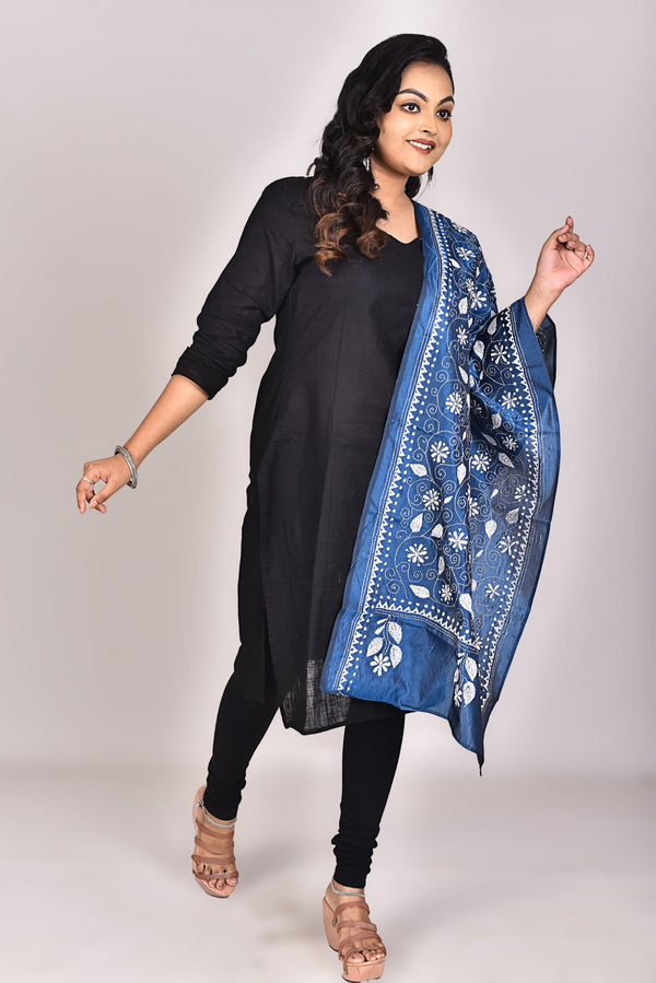 Women's Blended Silk Kantha Dupatta
