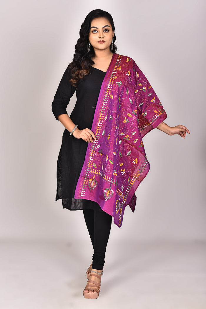 Women's Blended Silk Kantha Dupatta