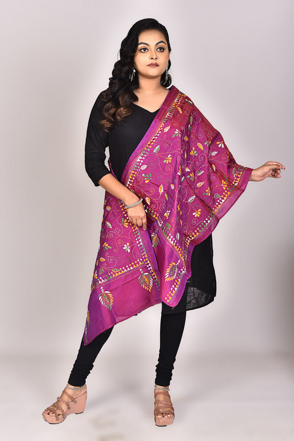 Women's Blended Silk Kantha Dupatta
