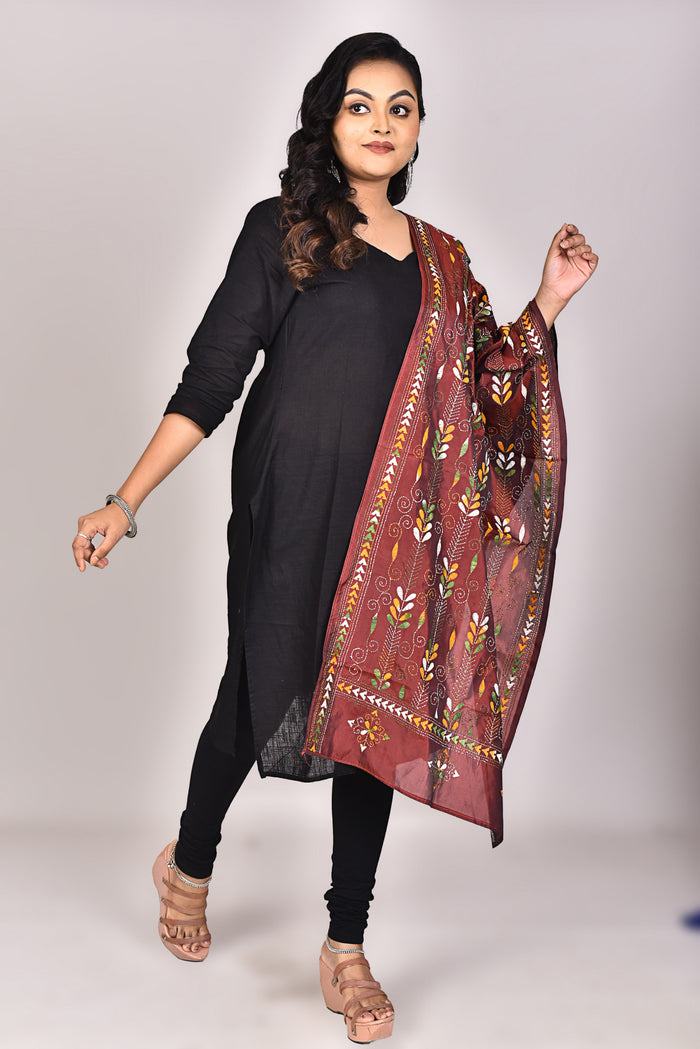 Women's Blended Silk Kantha Dupatta