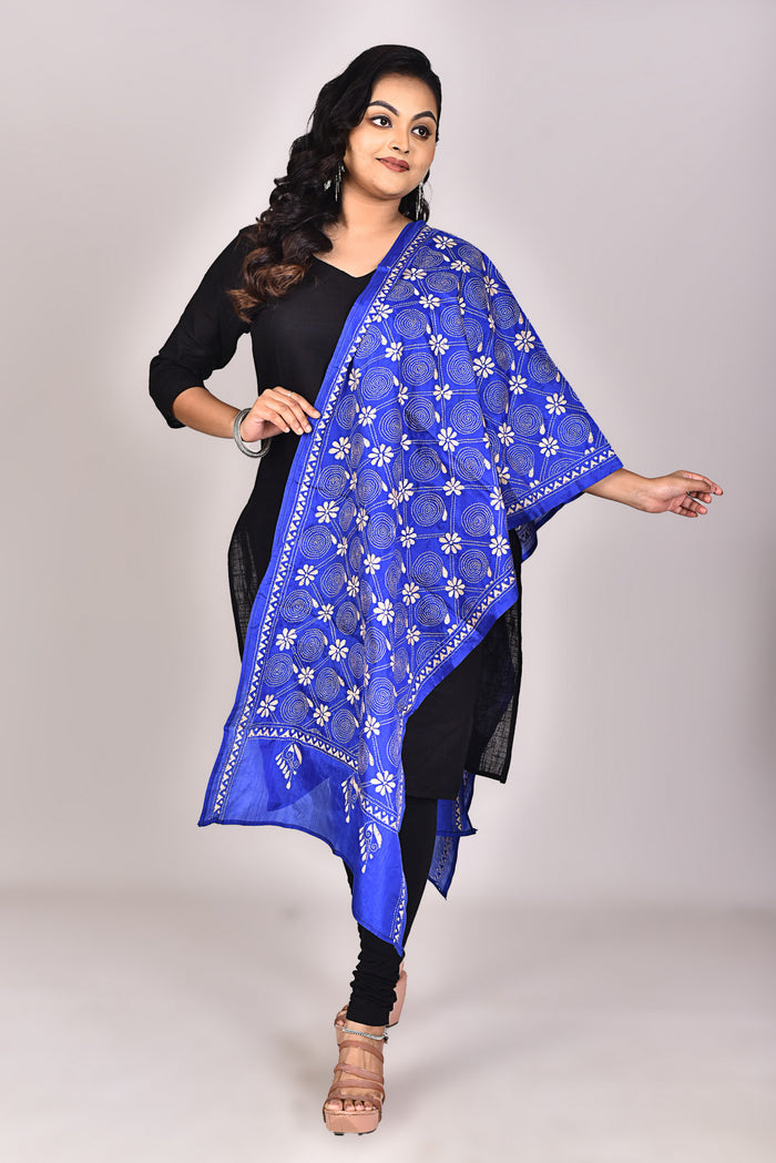 Women's Blended Silk Kantha Dupatta