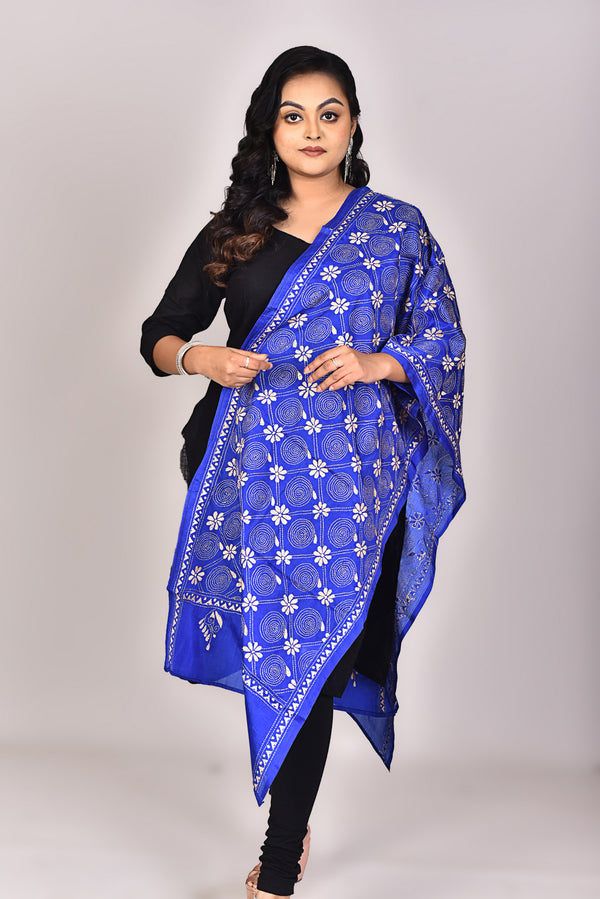 Women's Blended Silk Kantha Dupatta