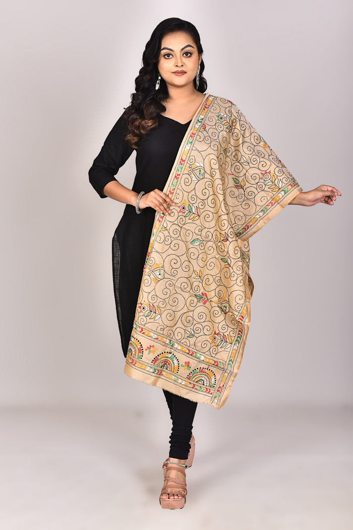 Women's Blended Silk Kantha Dupatta