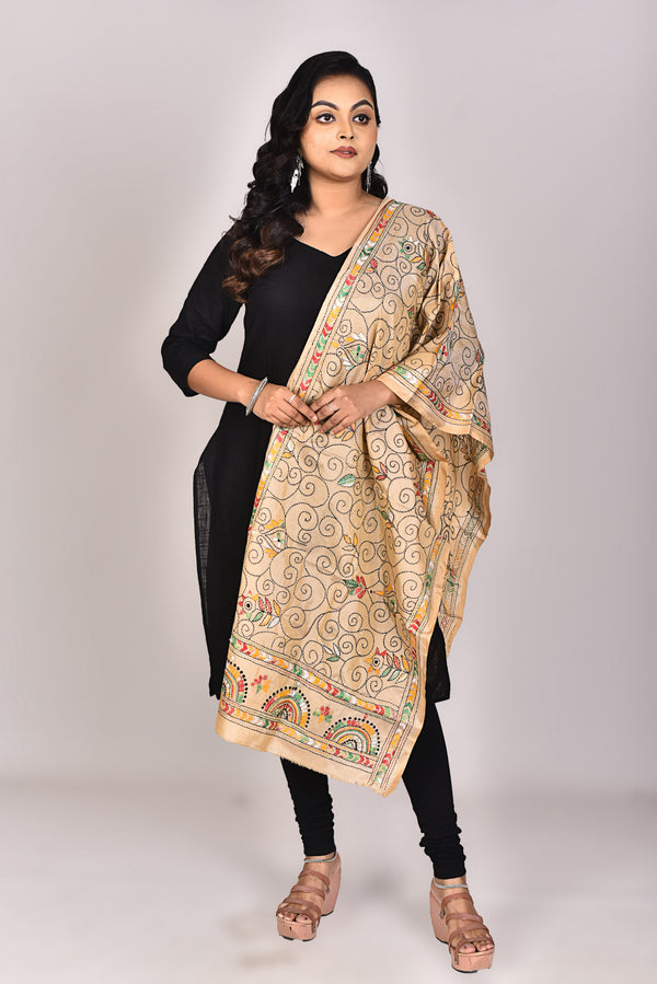 Women's Blended Silk Kantha Dupatta