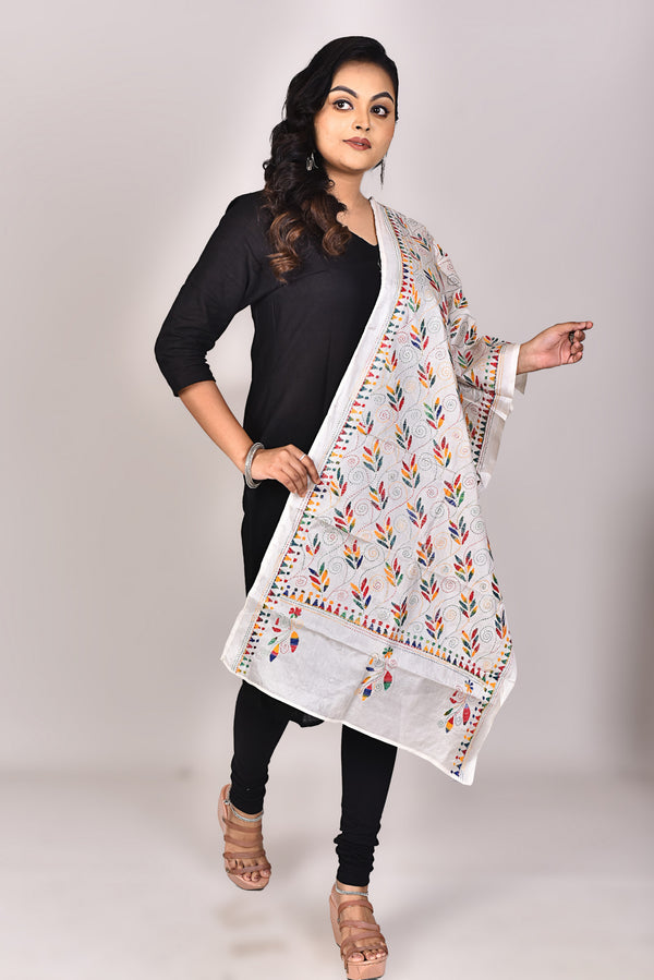 Women's Blended Silk Kantha Dupatta