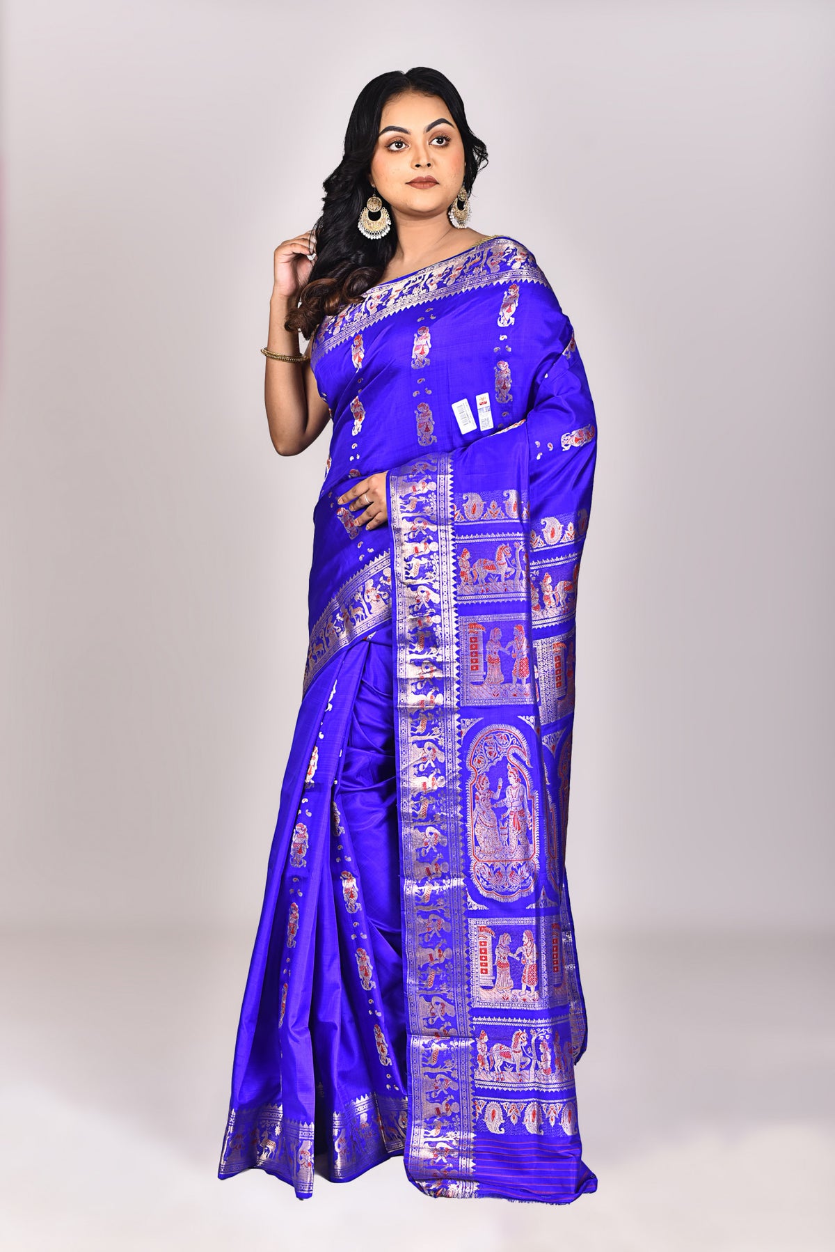 Women's Katan Silk Baluchuri Saree With Blouse Piece