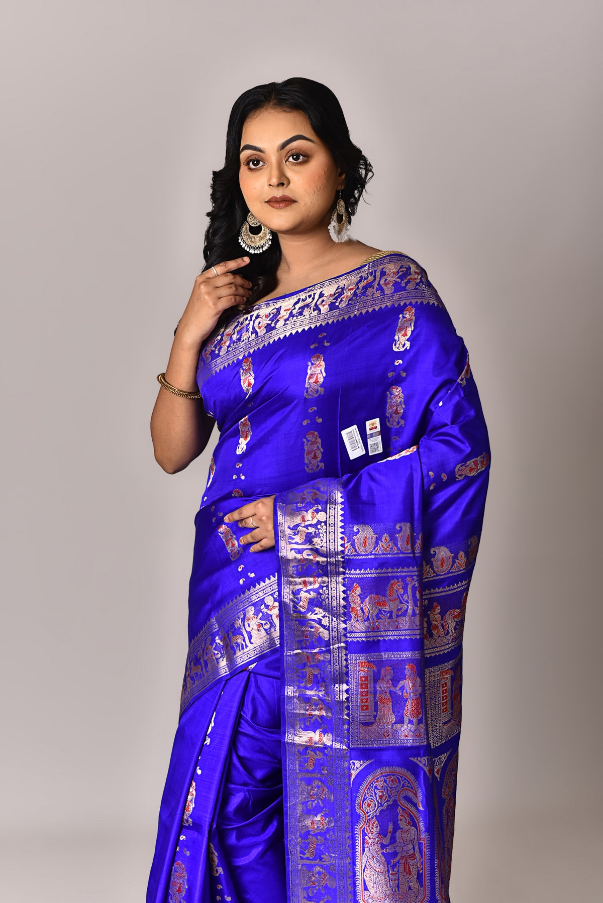 Women's Katan Silk Baluchuri Saree With Blouse Piece