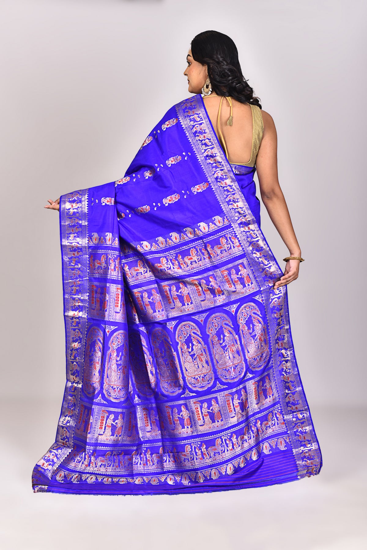 Women's Katan Silk Baluchuri Saree With Blouse Piece