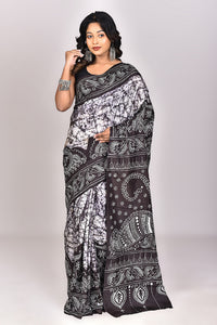 Women's Katan Silk Batik Saree With Blouse Piece