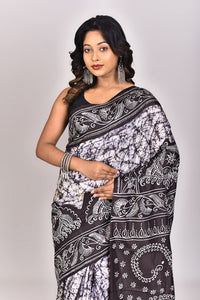 Women's Katan Silk Batik Saree With Blouse Piece