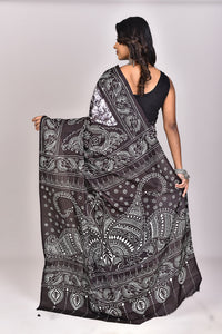 Women's Katan Silk Batik Saree With Blouse Piece
