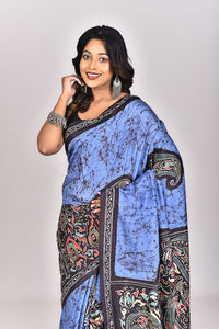 Women's Katan Silk Batik Saree With Blouse Piece
