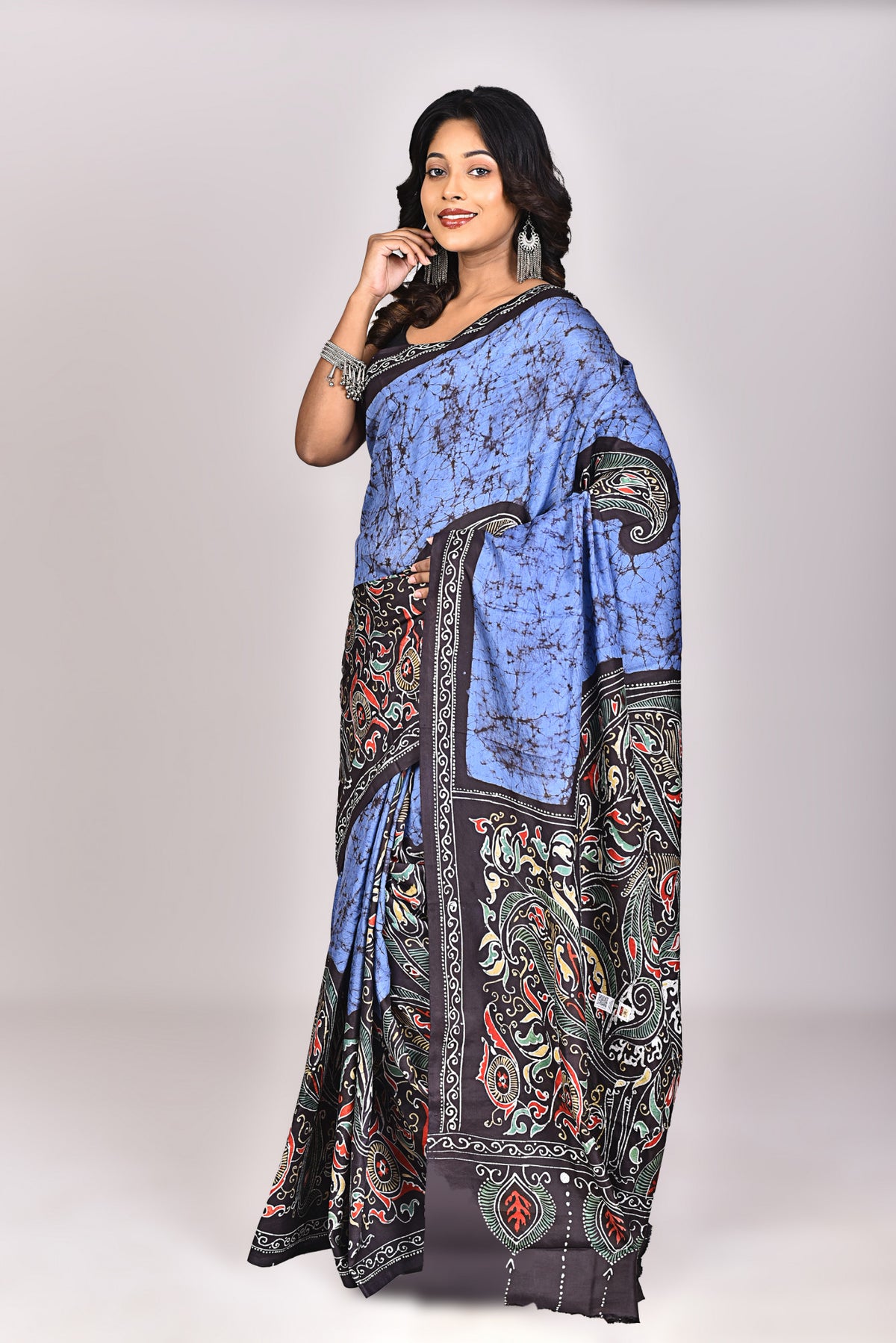 Women's Katan Silk Batik Saree With Blouse Piece