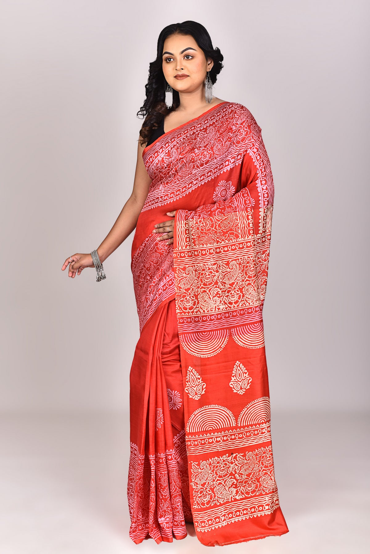 Women's Katan Silk Block Saree With Blouse Piece