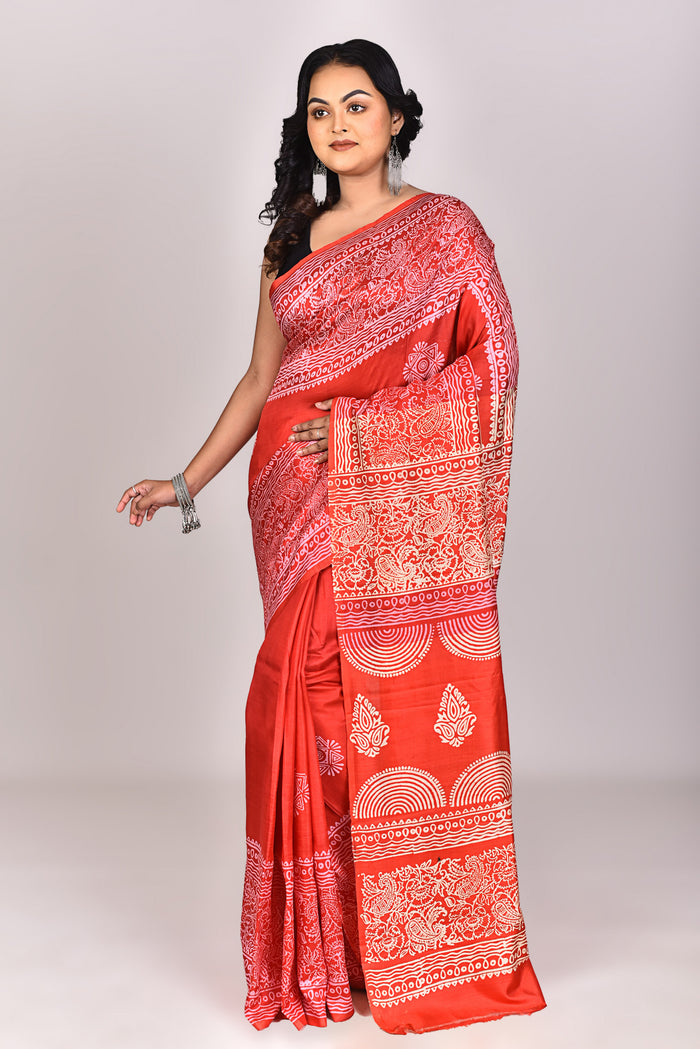 Women's Katan Silk Block Saree With Blouse Piece