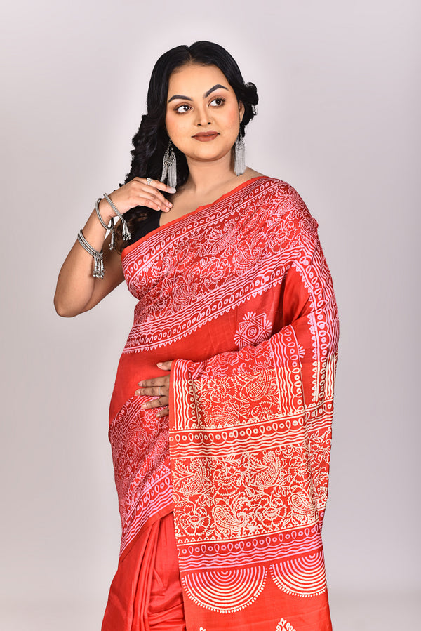 Women's Katan Silk Block Saree With Blouse Piece