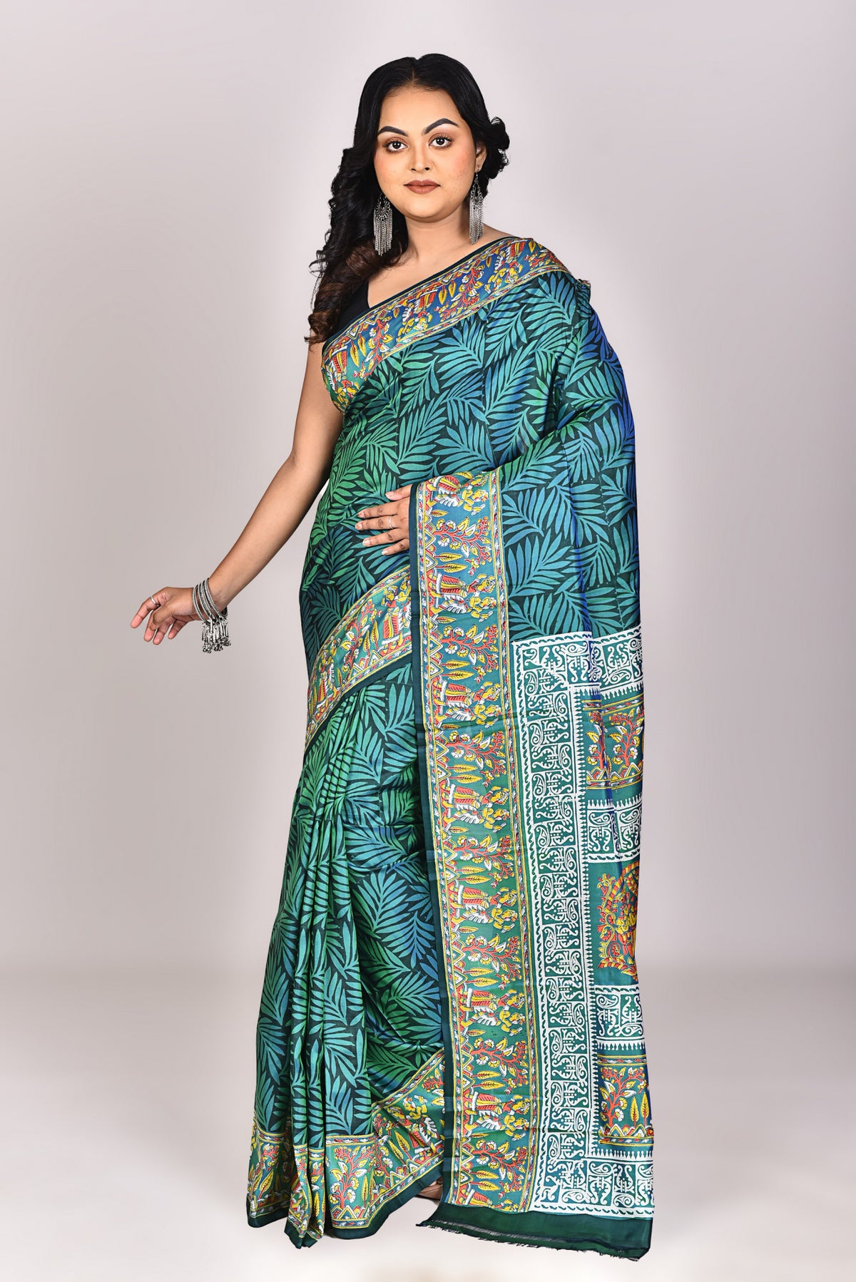 Women's Katan Silk Block Saree With Blouse Piece