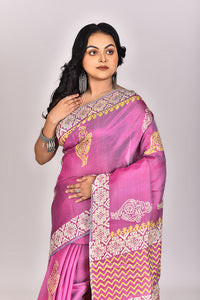 Women's Katan Silk Block Saree With Blouse Piece