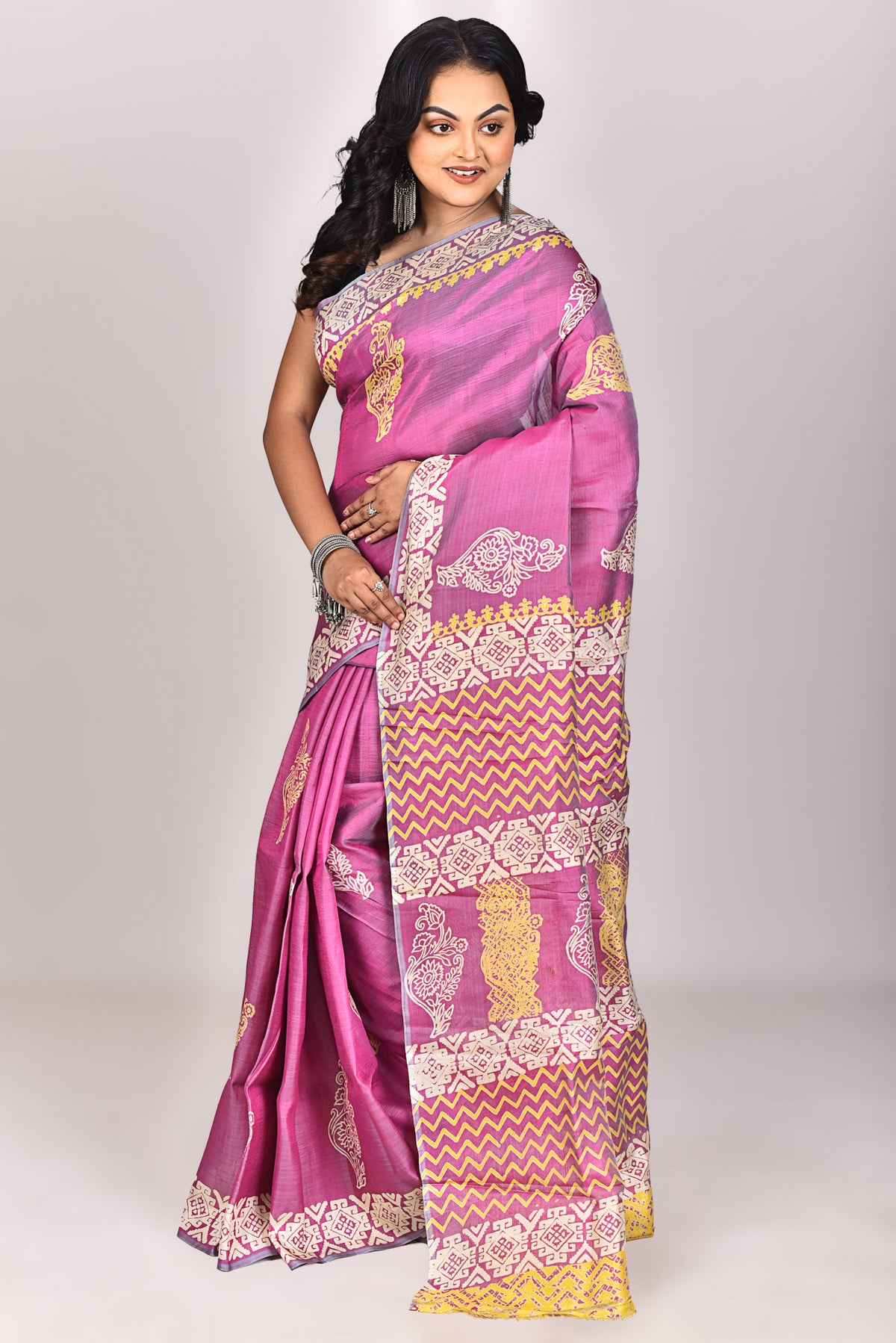 Women's Katan Silk Block Saree With Blouse Piece