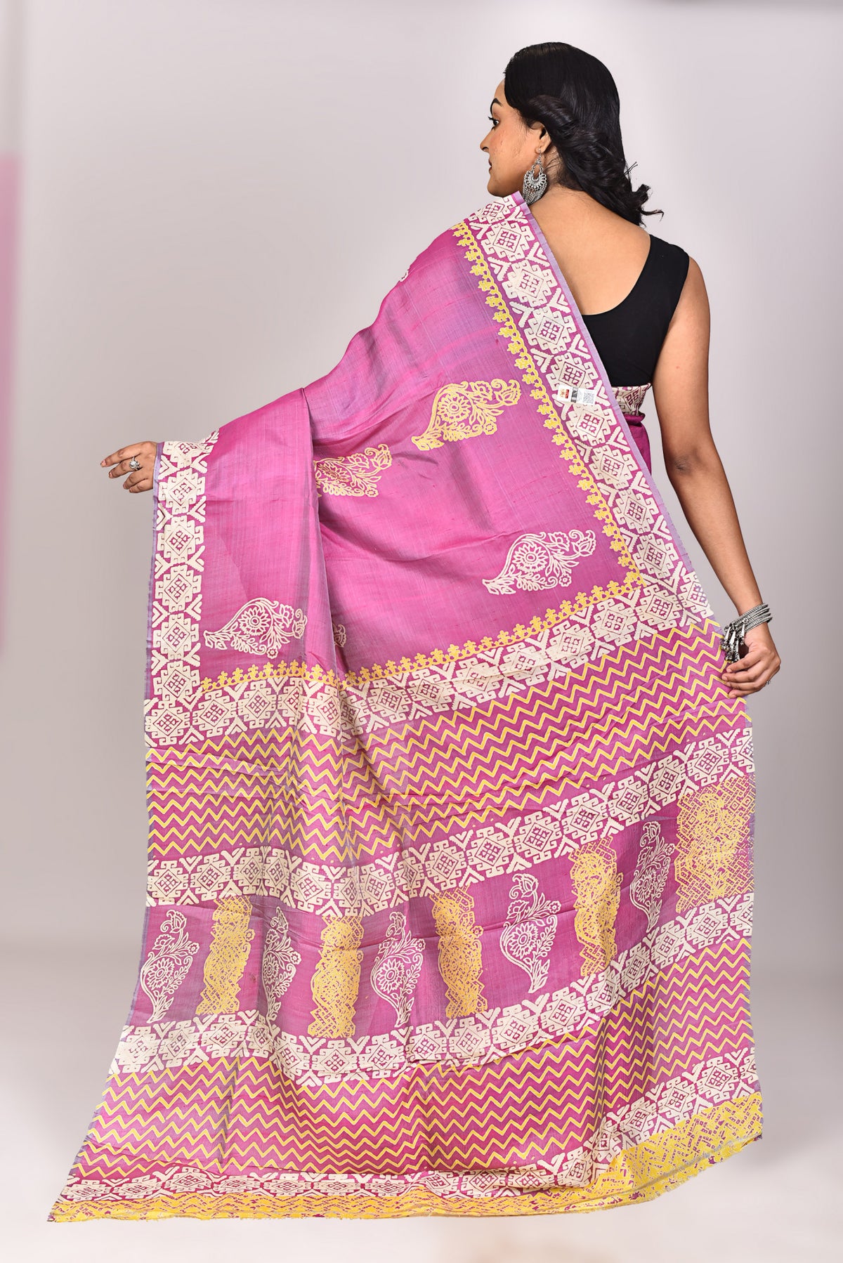 Women's Katan Silk Block Saree With Blouse Piece