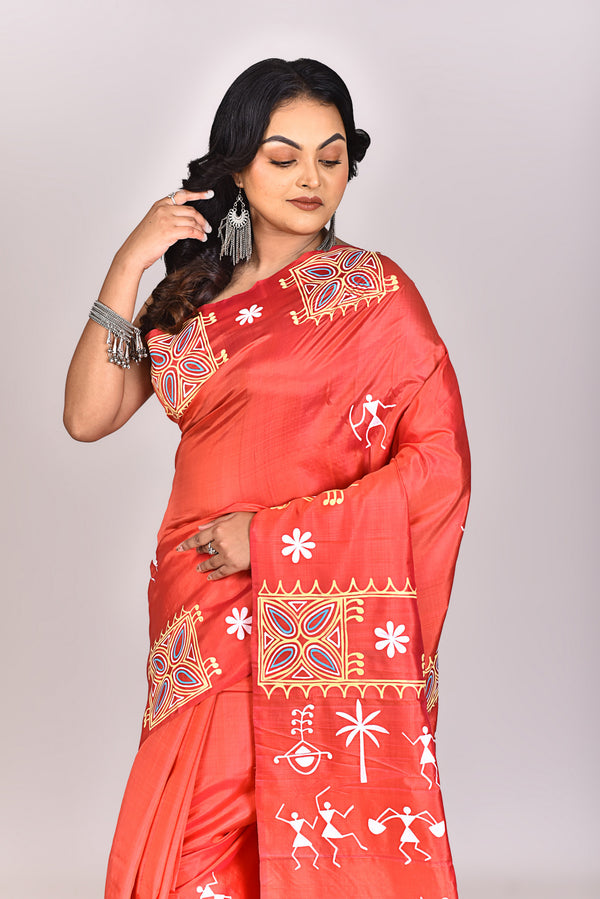 Women's Katan Silk Block Saree With Blouse Piece