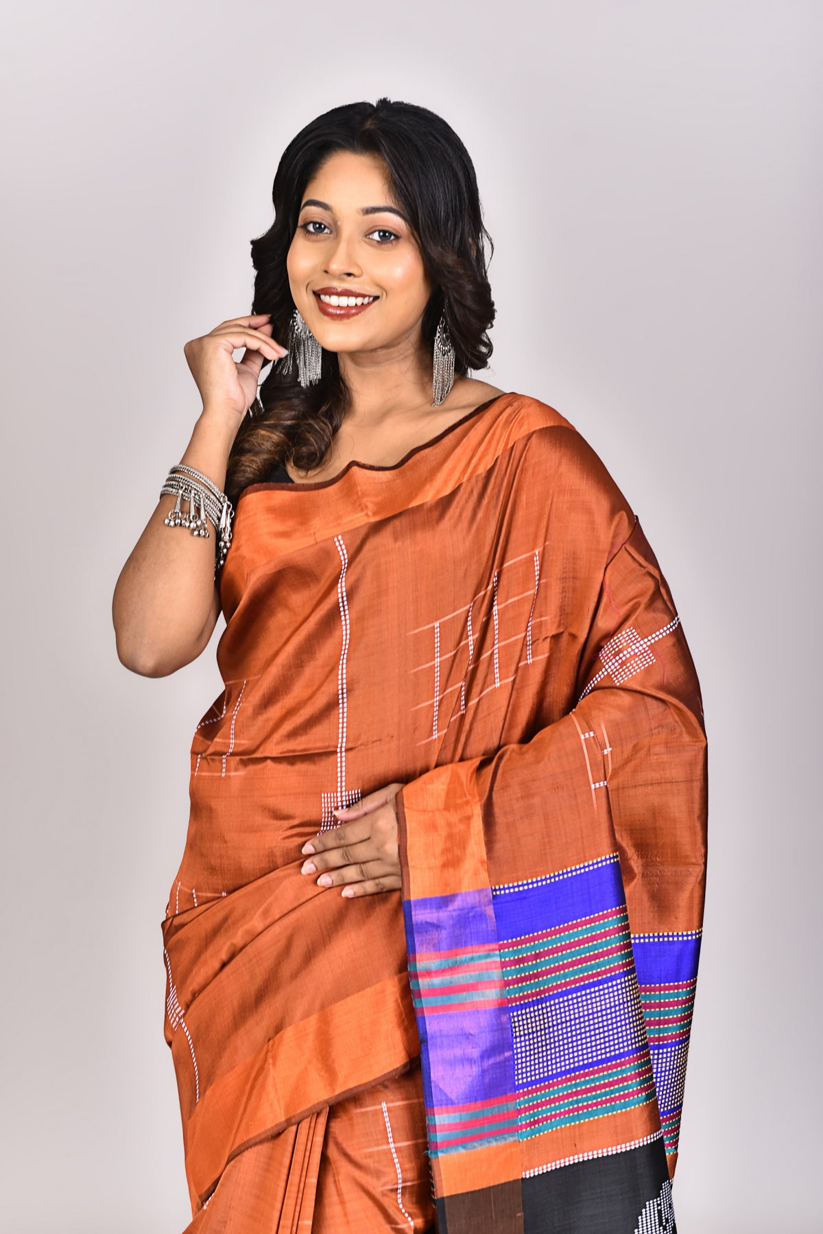 Women's Katan Silk Galani Saree With Blouse Piece