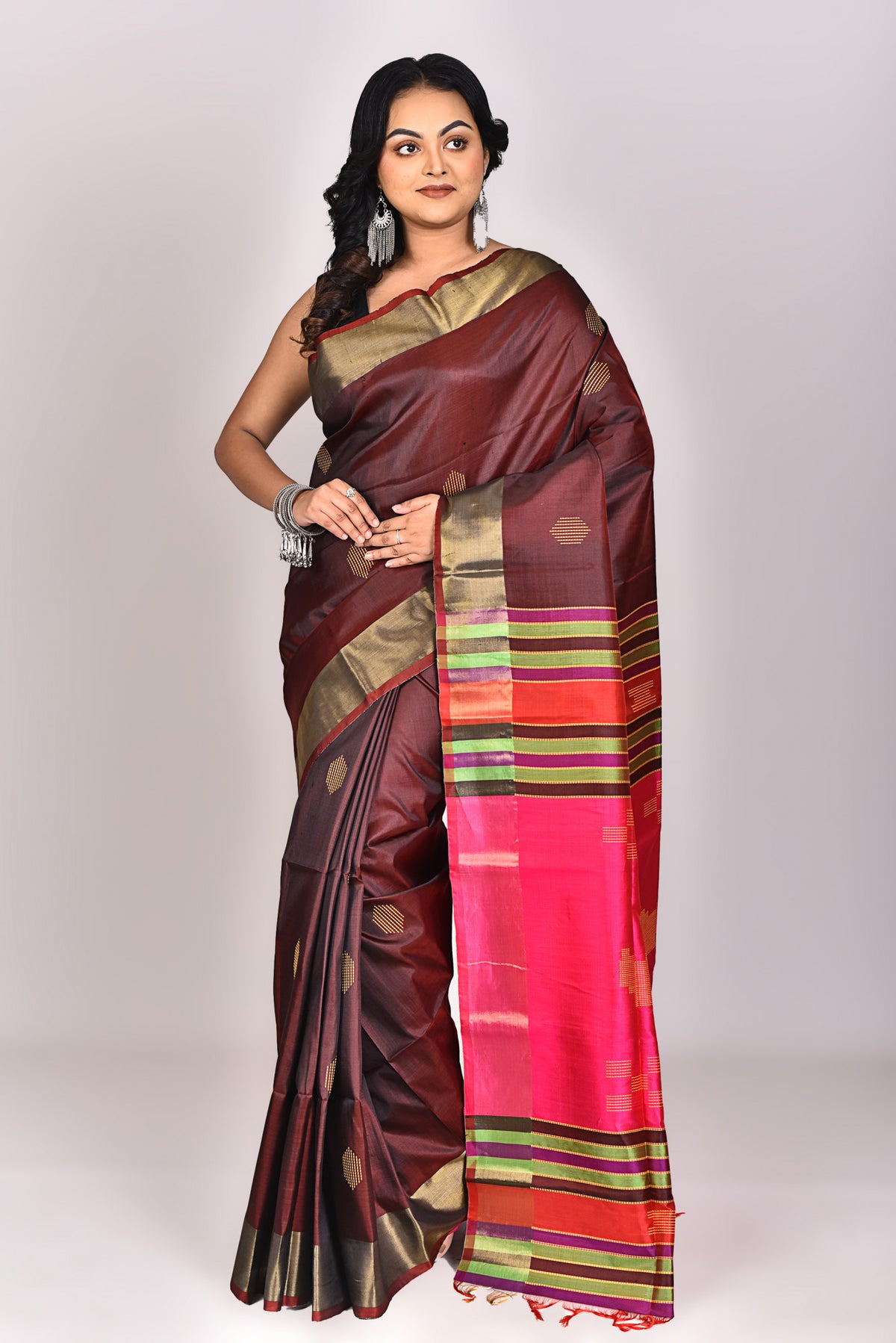 Women's Katan Silk Galani Saree With Blouse Piece