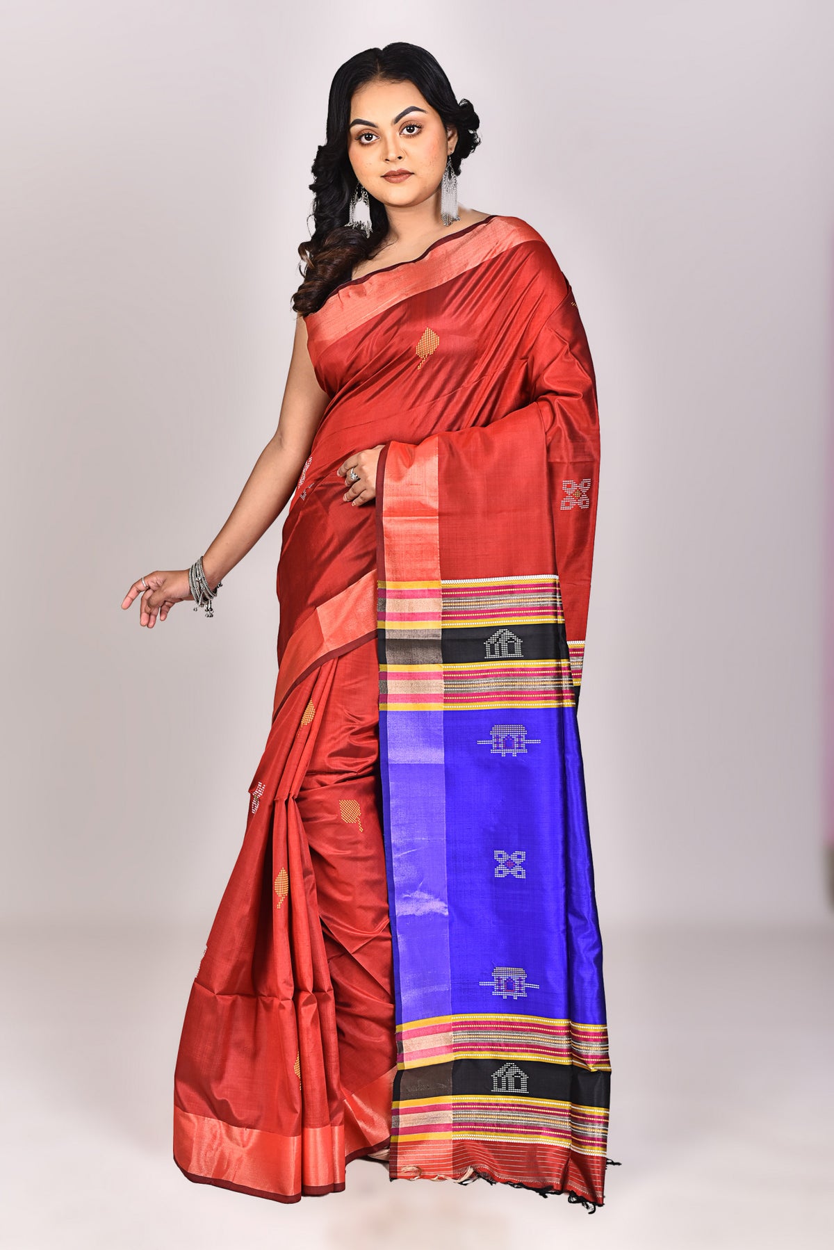 Women's Katan Silk Galani Saree With Blouse Piece