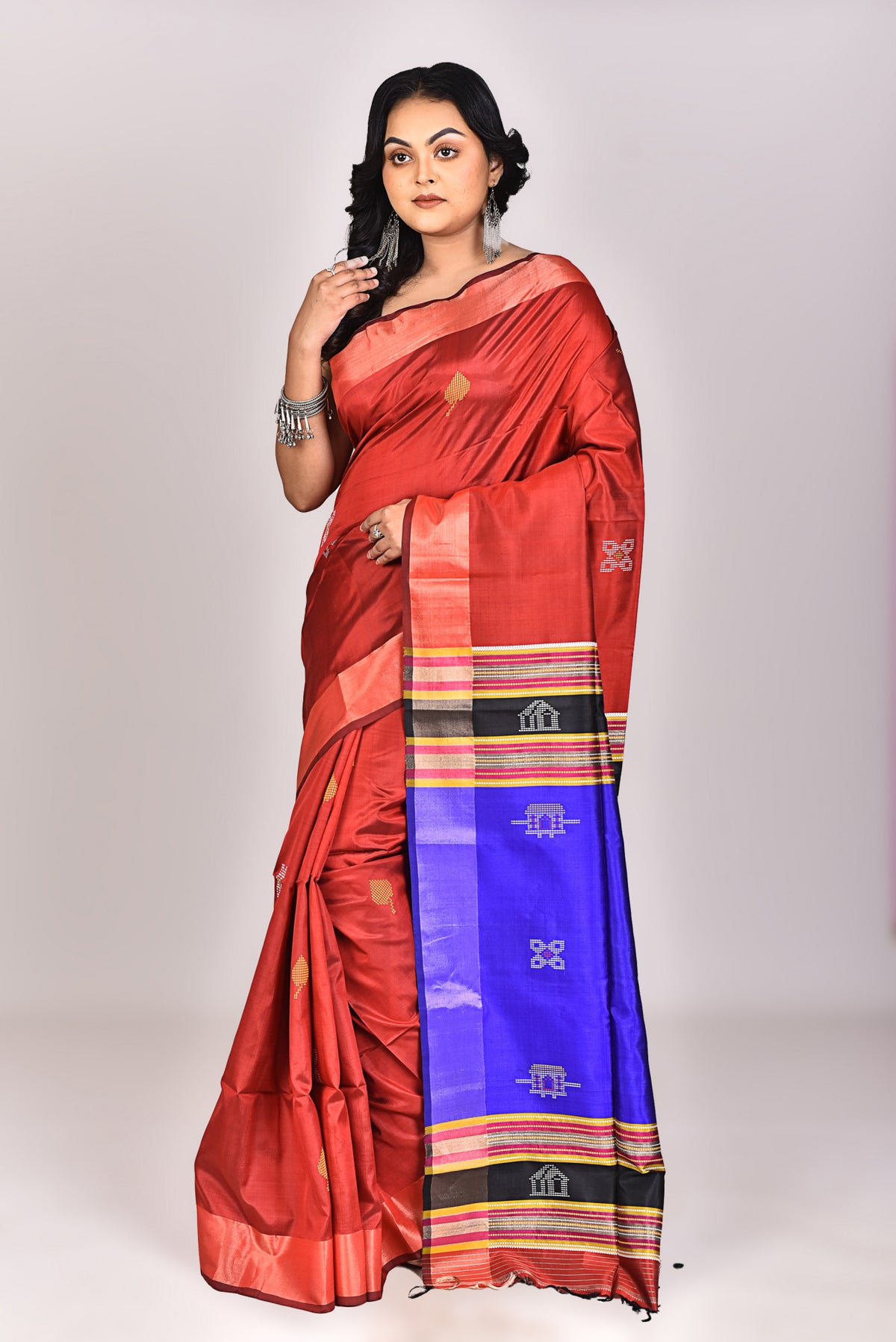 Women's Katan Silk Galani Saree With Blouse Piece