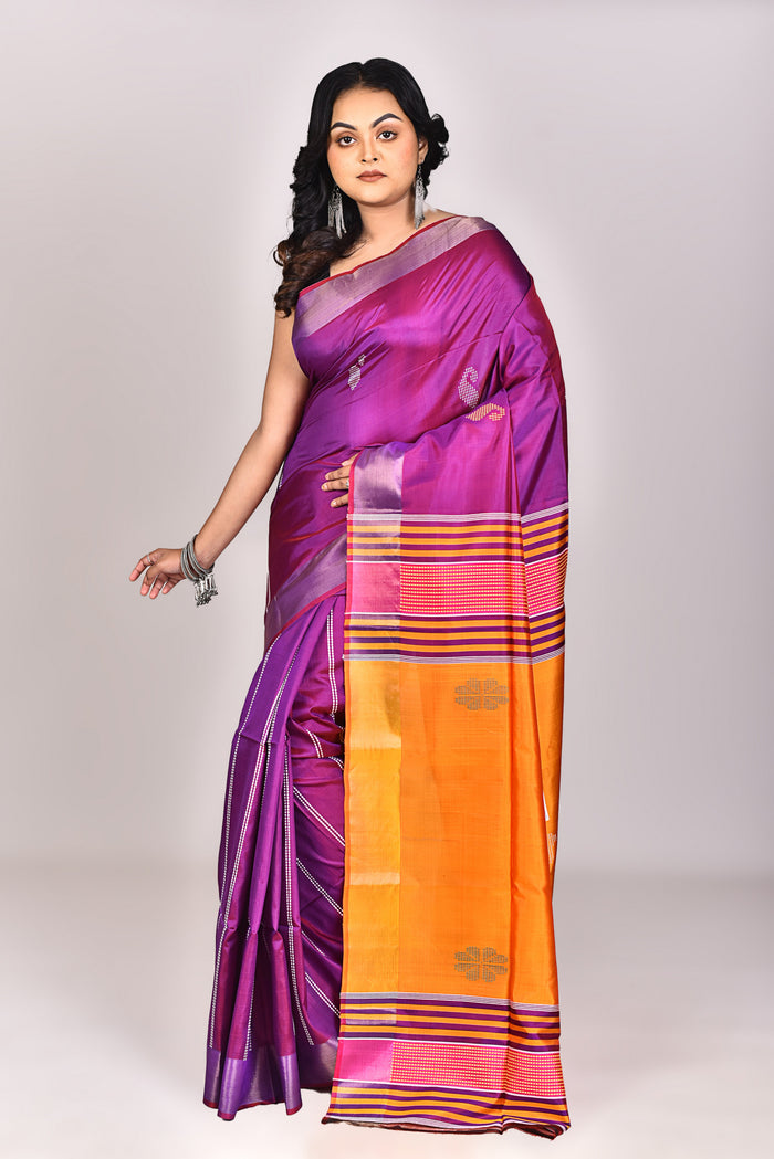 Women's Katan Silk Galani Saree With Blouse Piece