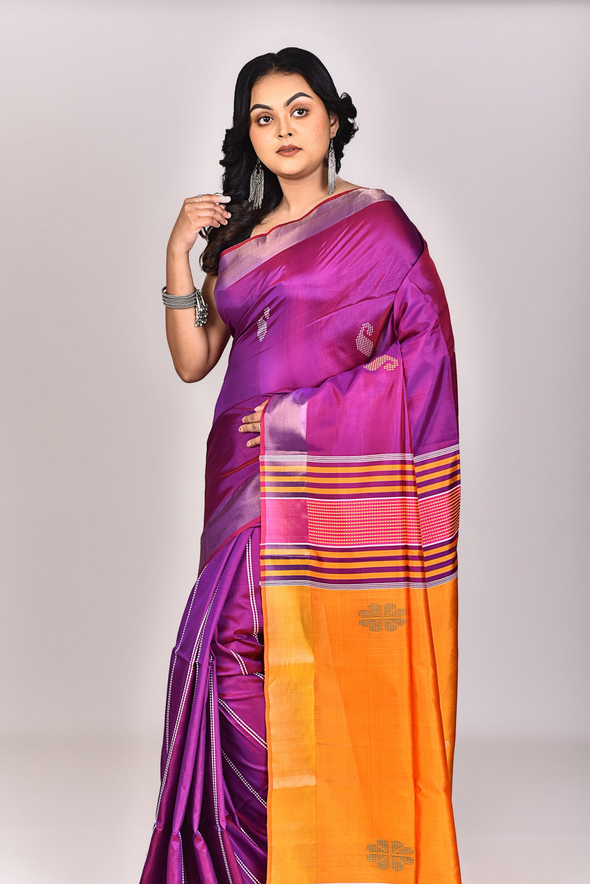 Women's Katan Silk Galani Saree With Blouse Piece