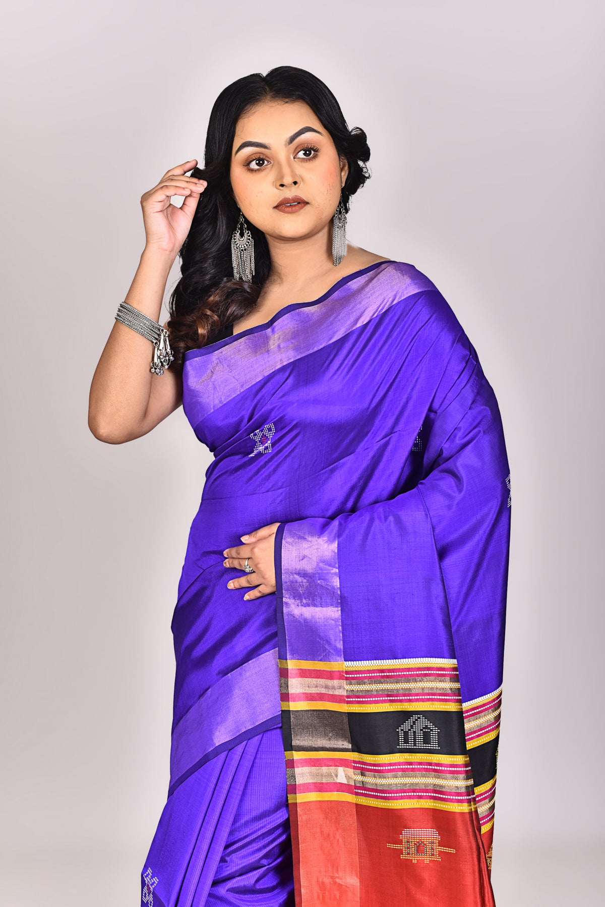 Women's Katan Silk Galani Saree With Blouse Piece