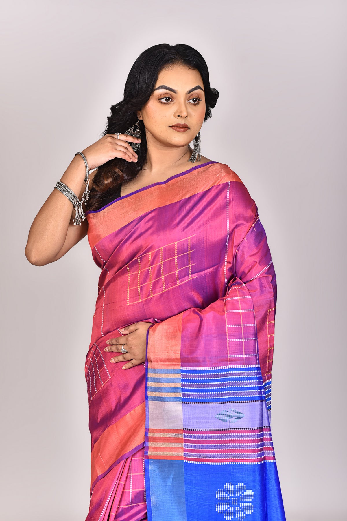 Women's Katan Silk Galani Saree With Blouse Piece