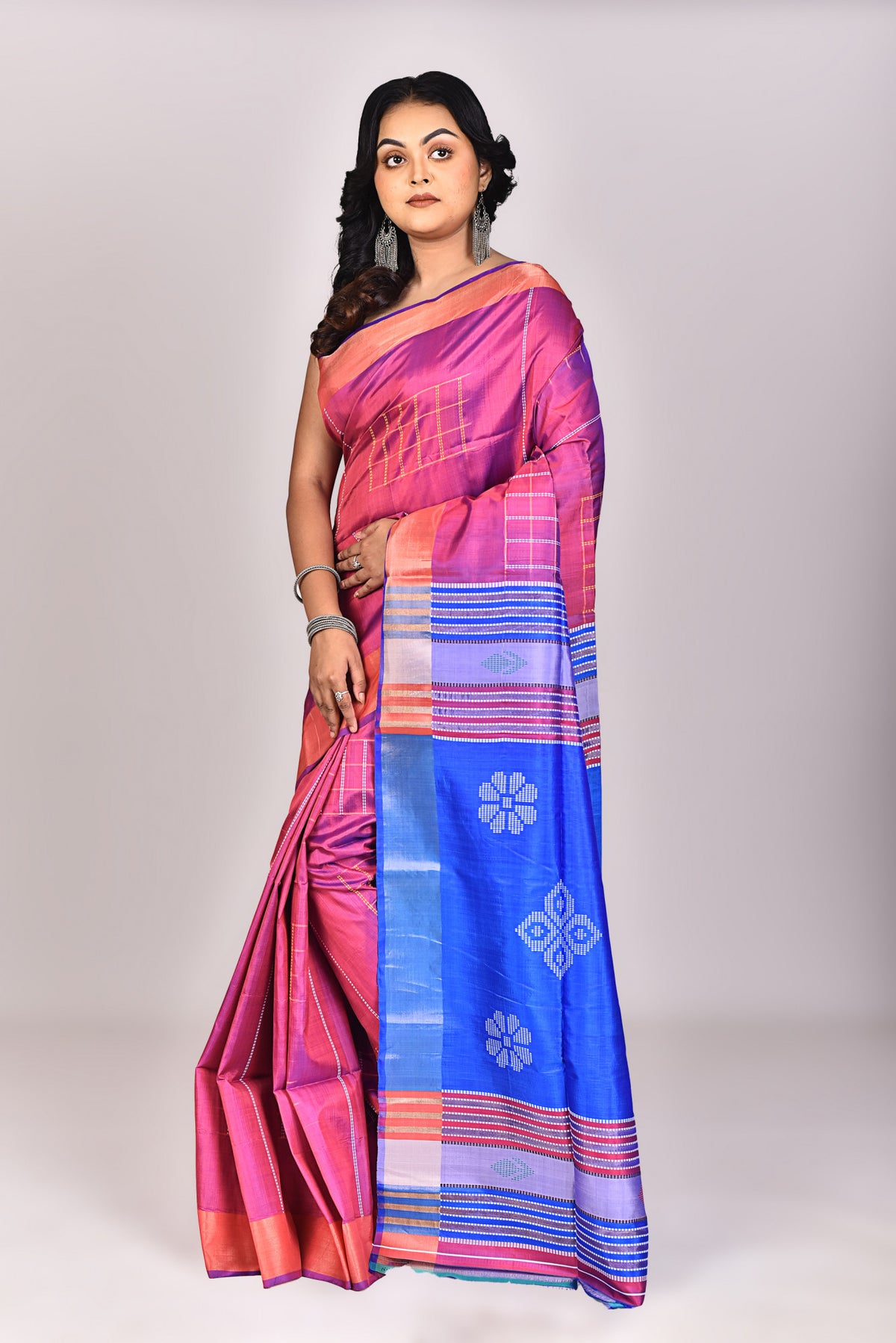 Women's Katan Silk Galani Saree With Blouse Piece
