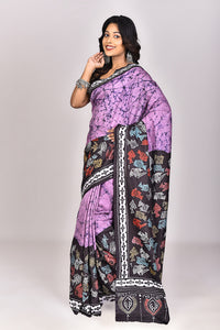 Women's Katan Silk Handbatik Saree With Blouse Piece