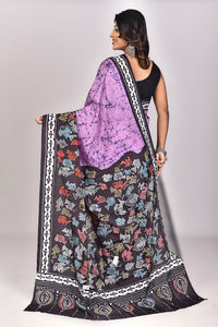 Women's Katan Silk Handbatik Saree With Blouse Piece