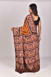 Women's Katan Silk Handbatik Saree With Blouse Piece