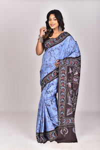 Women's Katan Silk Handbatik Saree With Blouse Piece