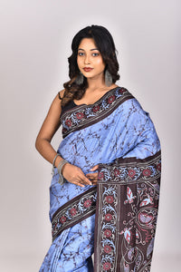 Women's Katan Silk Handbatik Saree With Blouse Piece