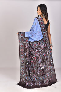 Women's Katan Silk Handbatik Saree With Blouse Piece